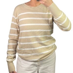Striped Beige and White Women's Sweater